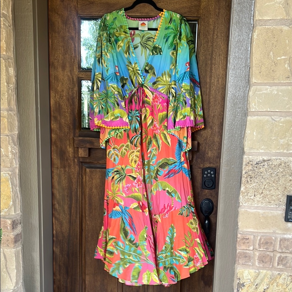 FARM Rio Tropical Maxi Dress in Green, Blue, Pink, Coral